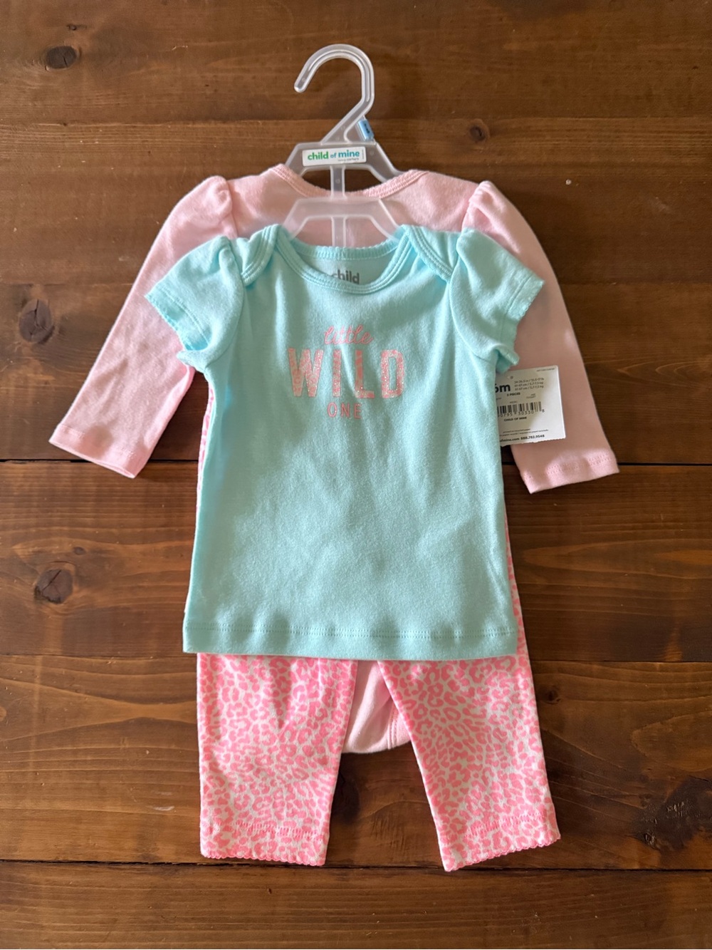 NWT Child of Mine Pink & Mint 'Little Wild One' Girls Set